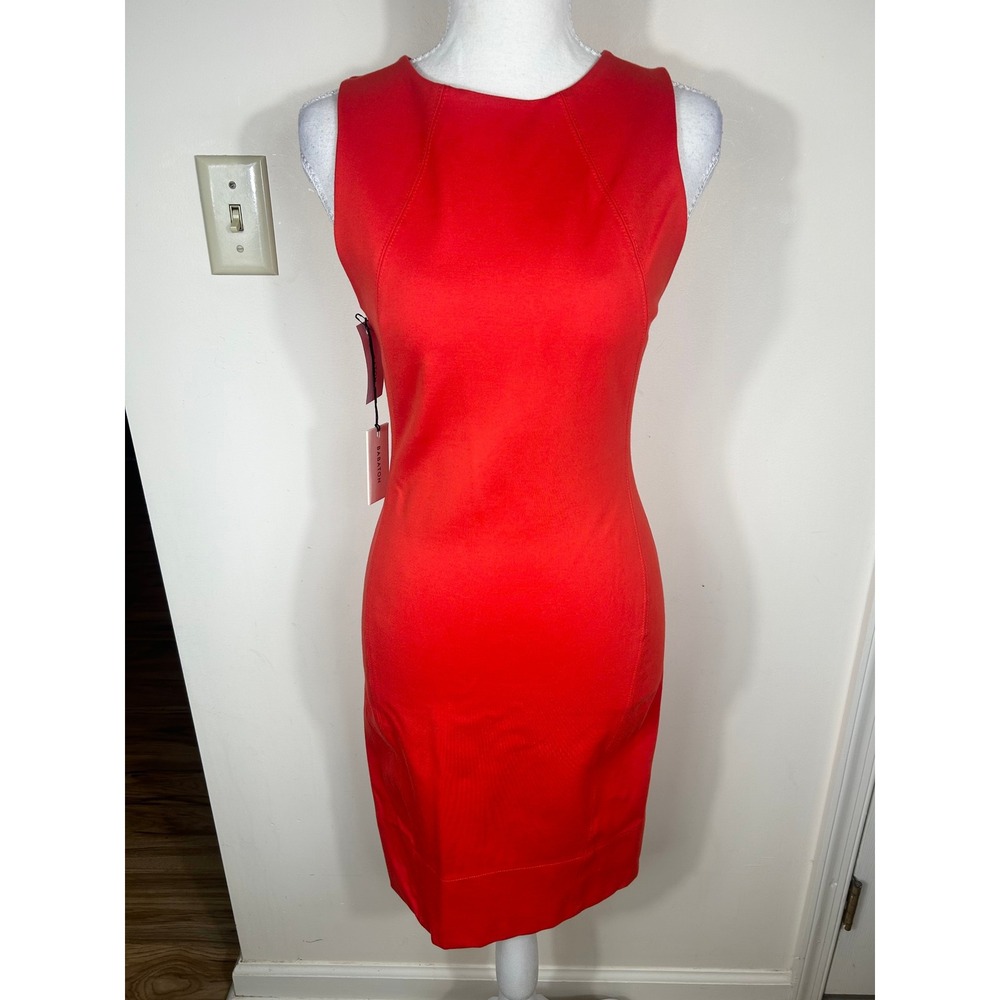 Aritzia Babaton Miguel Bodycon Dress Sz 4 Flame Scarlet Red NEW Sleeveless Work